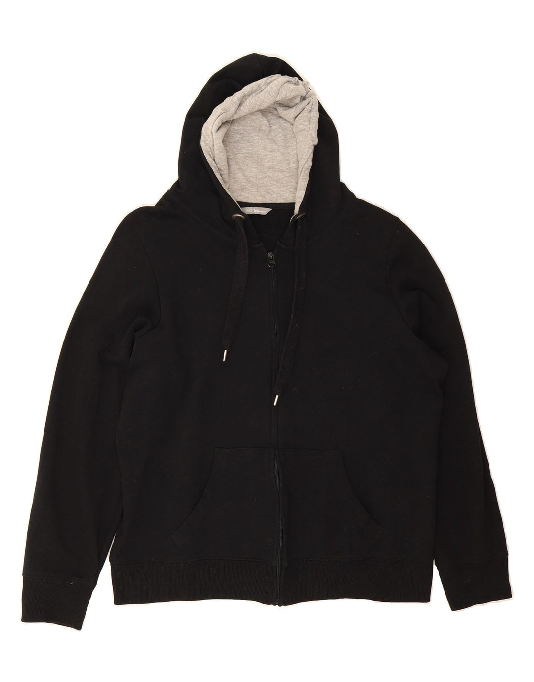 MARKS & SPENCER Womens Graphic Zip Hoodie Sweater UK 20 2XL Black Cotton Vintage Marks & Spencer and Second-Hand Marks & Spencer from Messina Hembry 