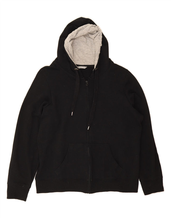 MARKS & SPENCER Womens Graphic Zip Hoodie Sweater UK 20 2XL Black Cotton Vintage Marks & Spencer and Second-Hand Marks & Spencer from Messina Hembry 