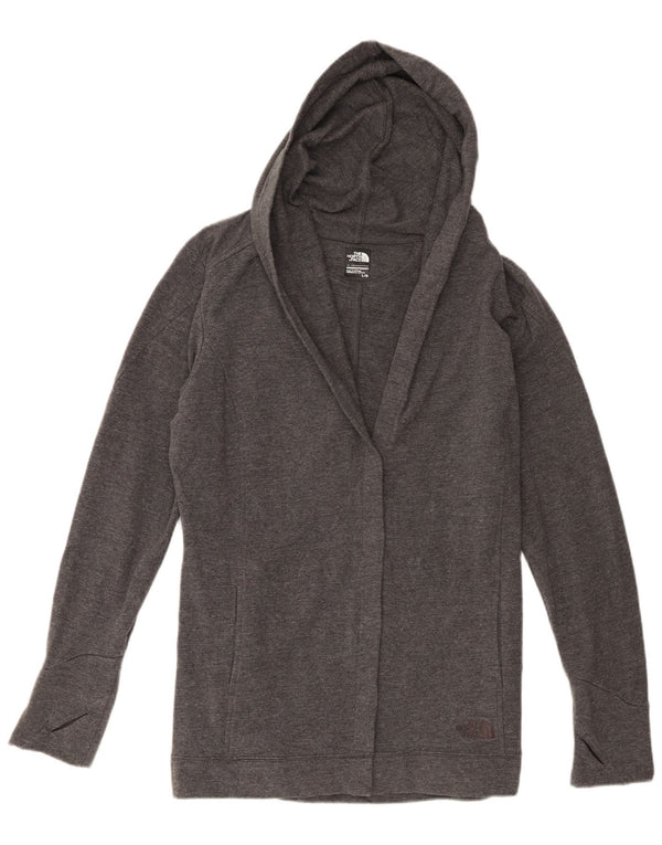 Suéter cardigã feminino aberto com capuz The North Face Reino Unido 16 grande algodão cinza
