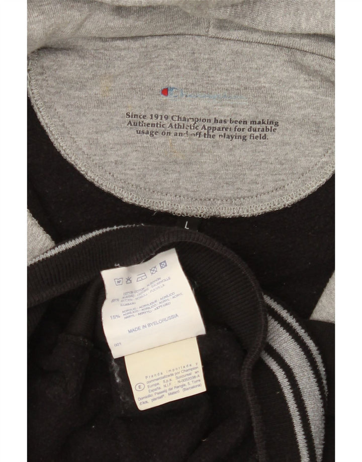 CHAMPION Mens Zip Hoodie Sweater Large Black Colourblock Cotton Vintage Champion and Second-Hand Champion from Messina Hembry 
