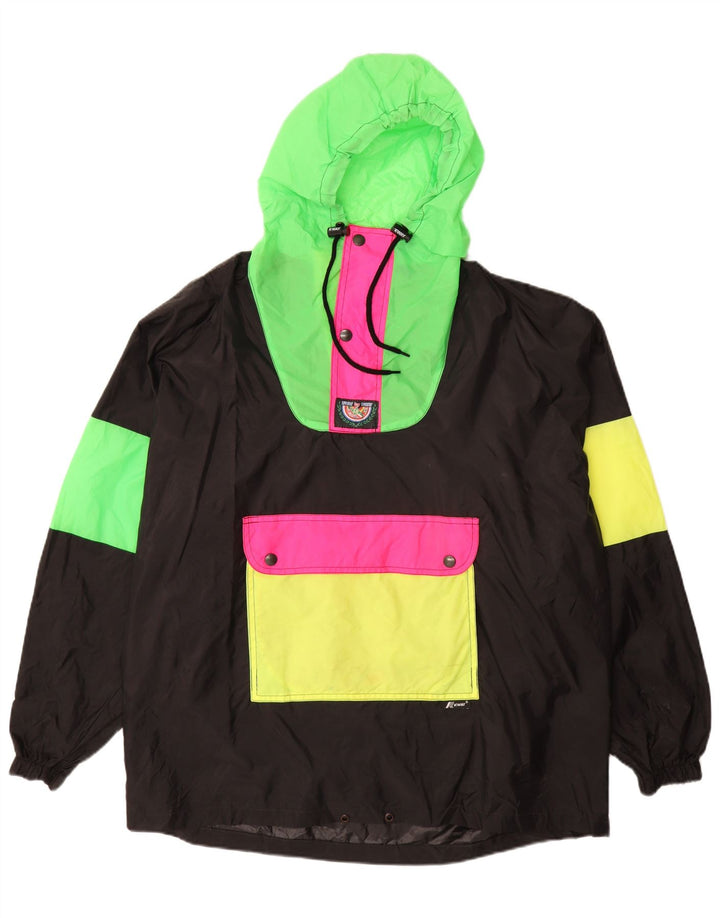 Jaqueta Anorak Masculina com Capuz K-WAY UK 40 Grande Poliamida Colorblock Preta