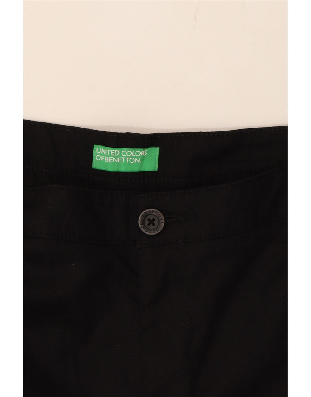 BENETTON Womens Straight Chino Trousers W32 L28 Black Cotton Vintage Benetton and Second-Hand Benetton from Messina Hembry 