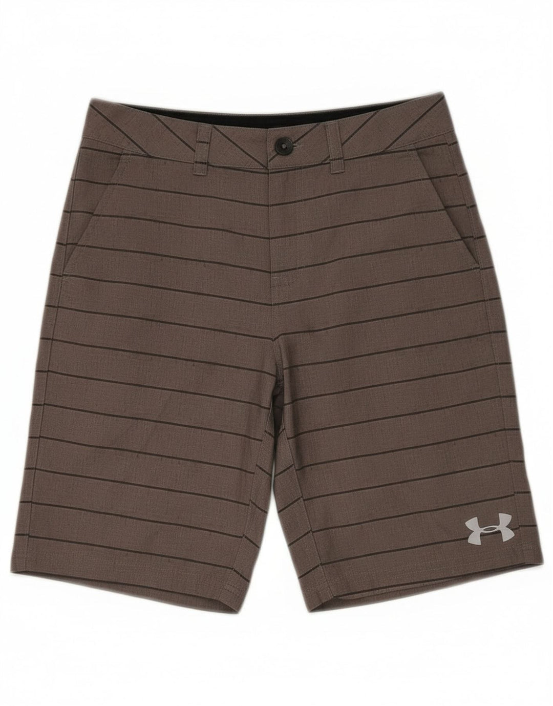 Under Armour Boys Chino Shorts 9-10 anos W25 poliéster listrado cinza