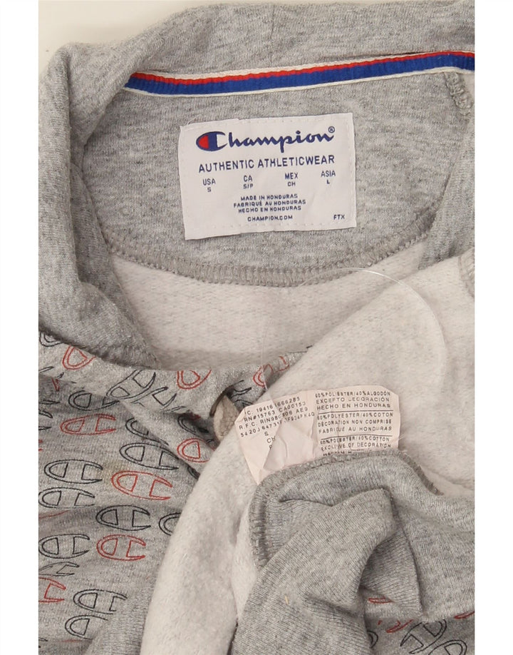 CHAMPION Mens Graphic Hoodie Jumper Small Grey Polyester Vintage Champion and Second-Hand Champion from Messina Hembry 