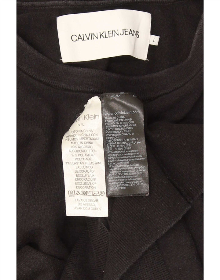 Calvin Klein Jeans moletom masculino jumper grande algodão preto