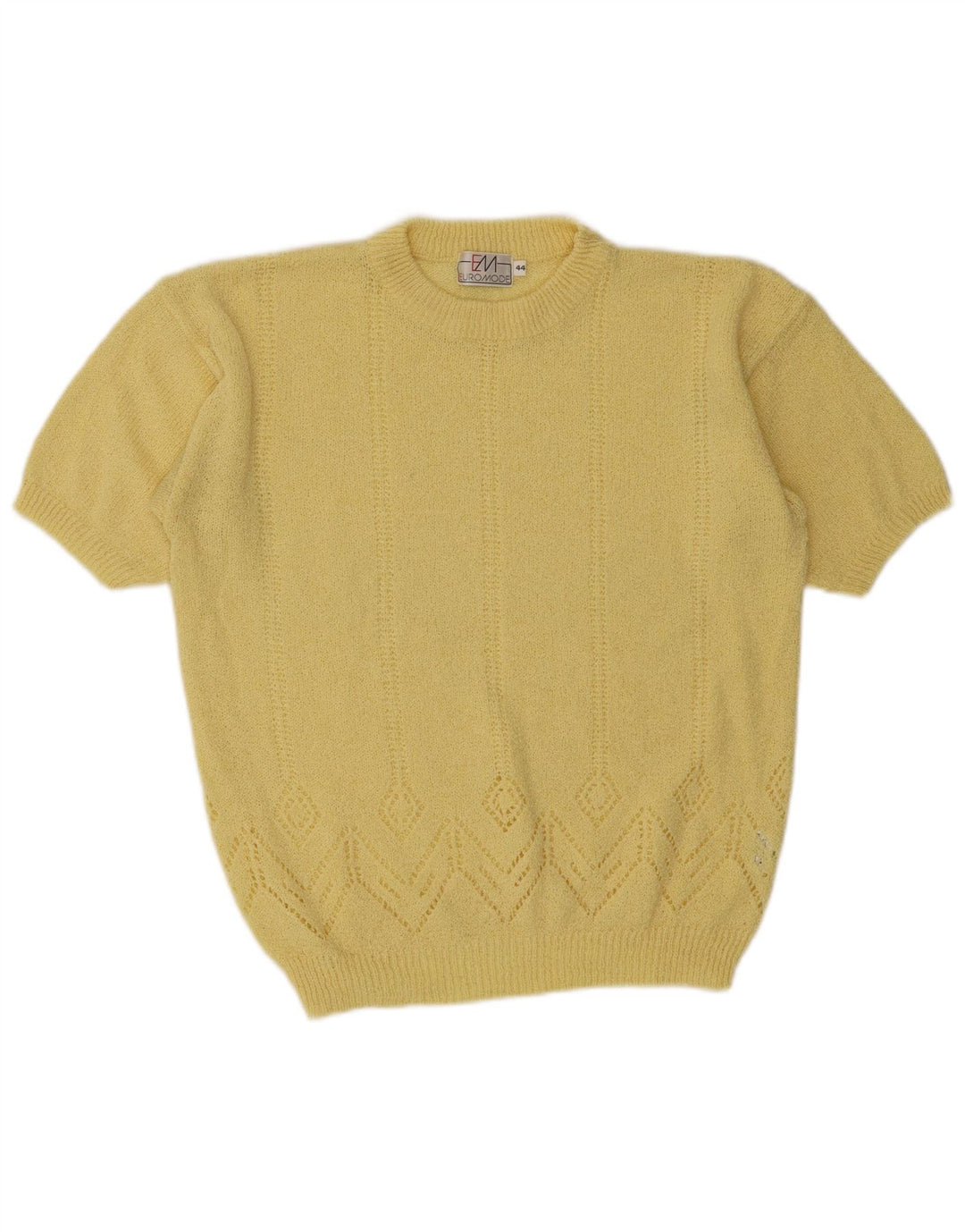 Euro Mode Suéter feminino de manga curta com gola redonda IT 44 Médio Amarelo