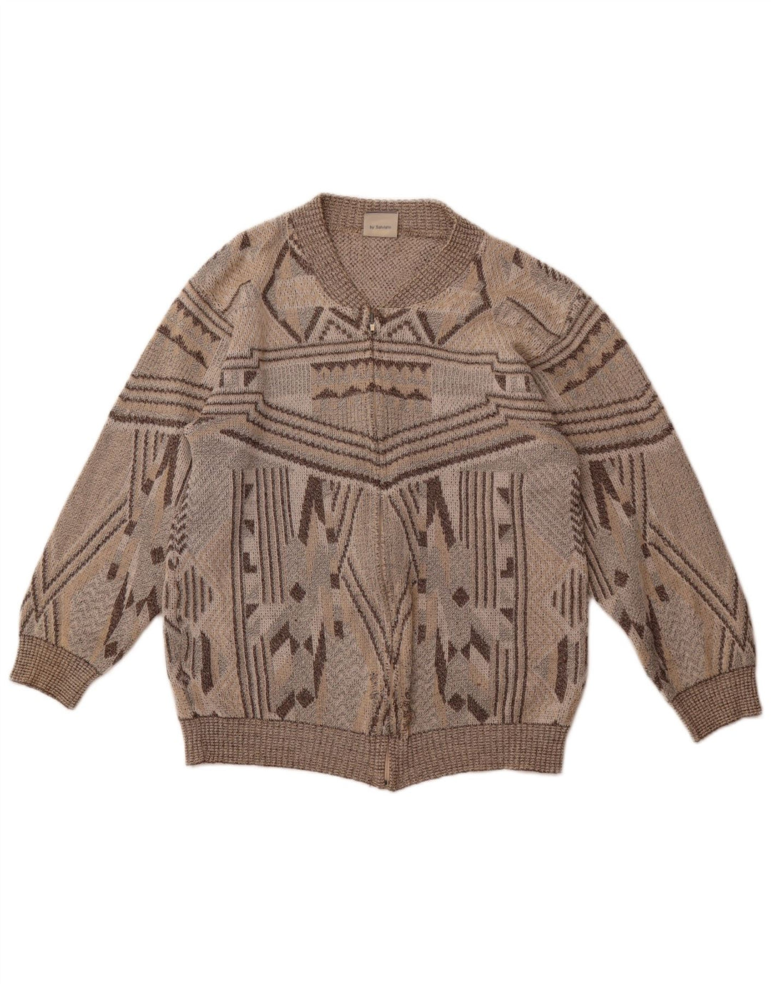 Suéter cardigã masculino SALVIATO médio bege geométrico
