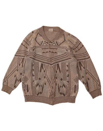 Suéter cardigã masculino SALVIATO médio bege geométrico