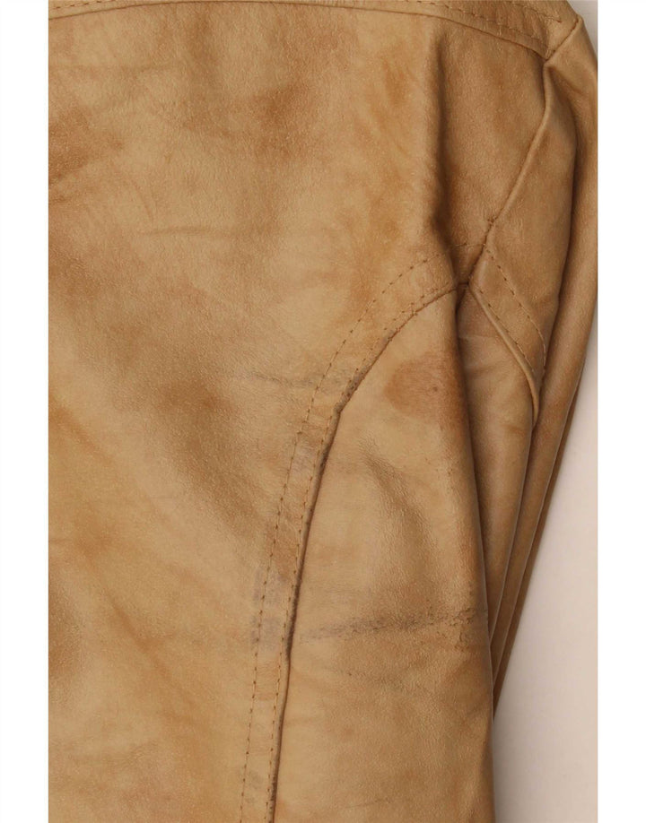 Jaqueta de couro feminina imperial UK 18 XL bege