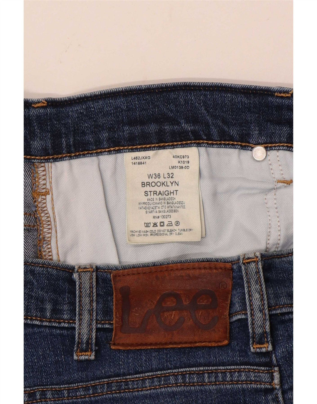 Lee Mens Brooklyn Straight Jeans W36 L32 Azul Algodão