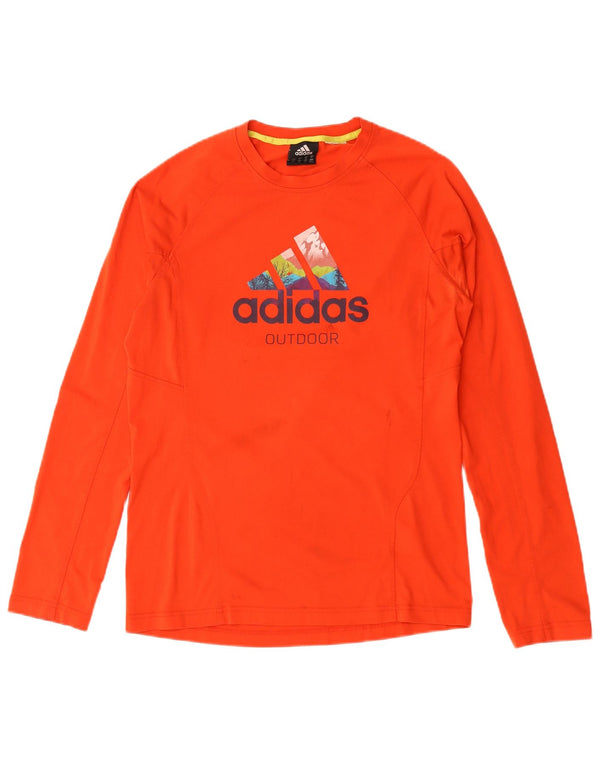 Adidas Mens Graphic Top Manga Longa UK 40/42 Poliéster Vermelho Médio