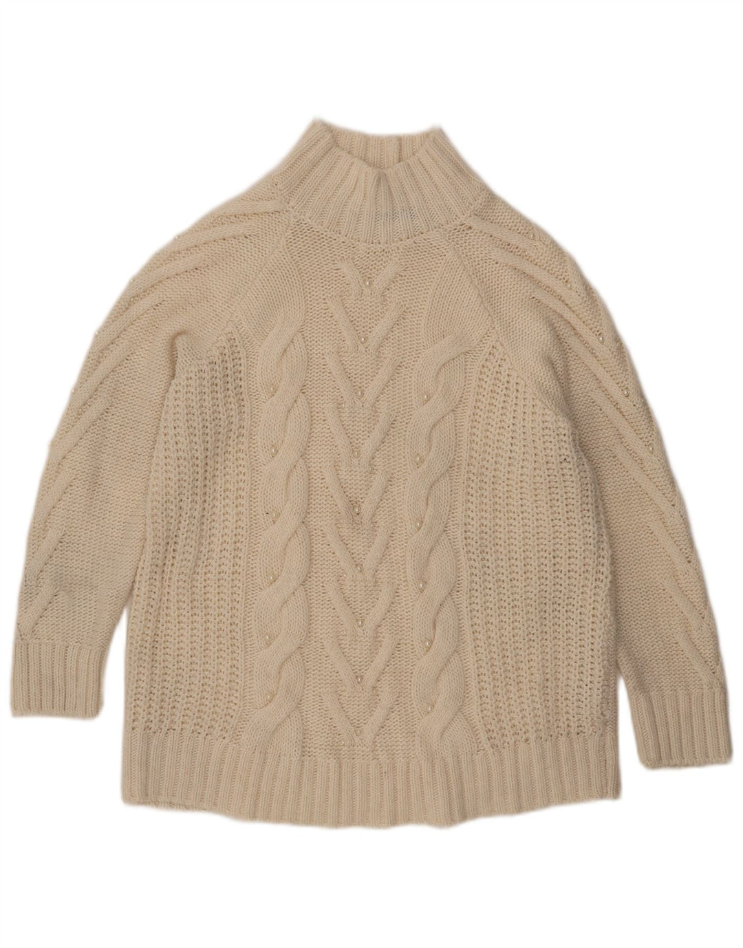 Suéter feminino Marks & Spencer com gola tartaruga Reino Unido 16 grande off white