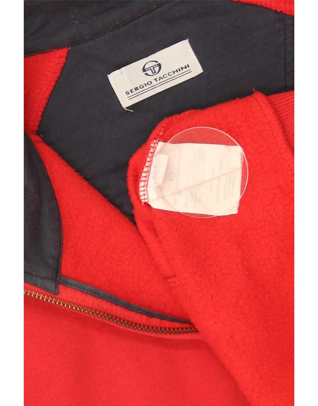 Sergio Tacchini Womens Tracksuit Top Jacket UK 14 Médio Algodão Vermelho