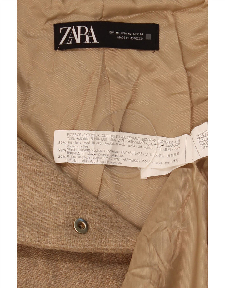 Jaqueta bomber com capuz feminina Zara Reino Unido 6 XS lã bege