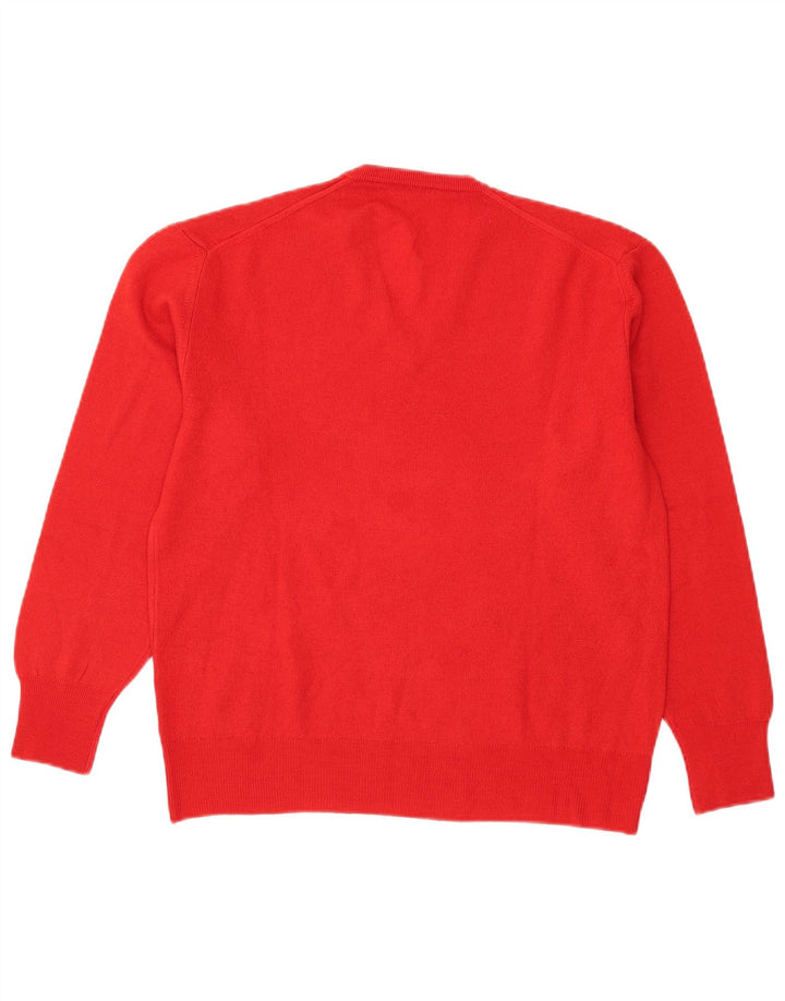 Suéter feminino Cacharel com decote em V IT 48 XL lã vermelha
