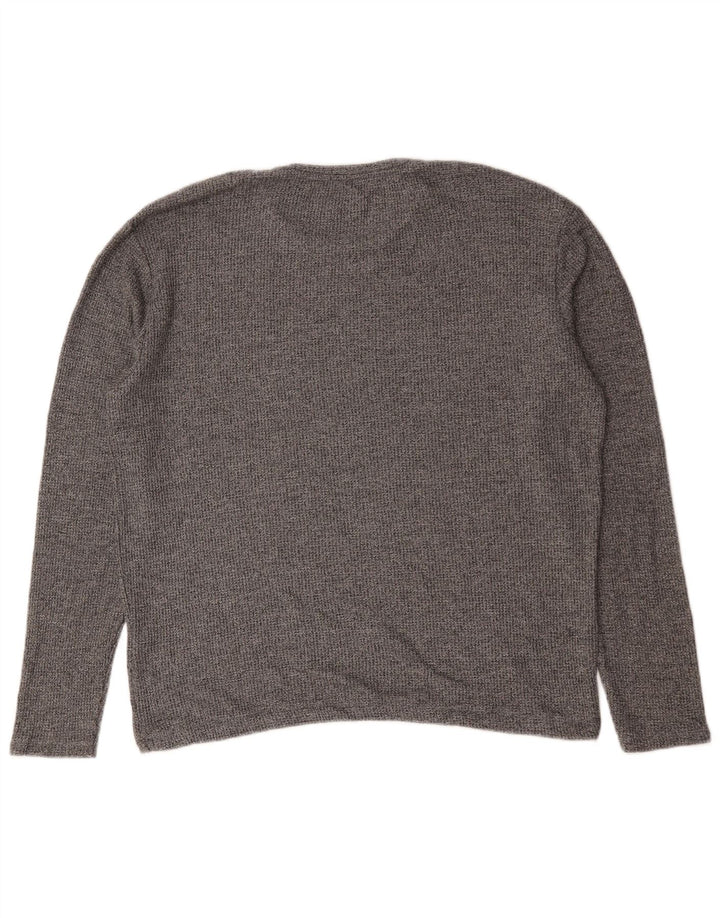 Suéter masculino Zara com gola redonda, grande algodão cinza