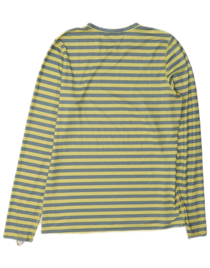 Top feminino Patagonia manga comprida UK 14 poliéster listrado amarelo médio