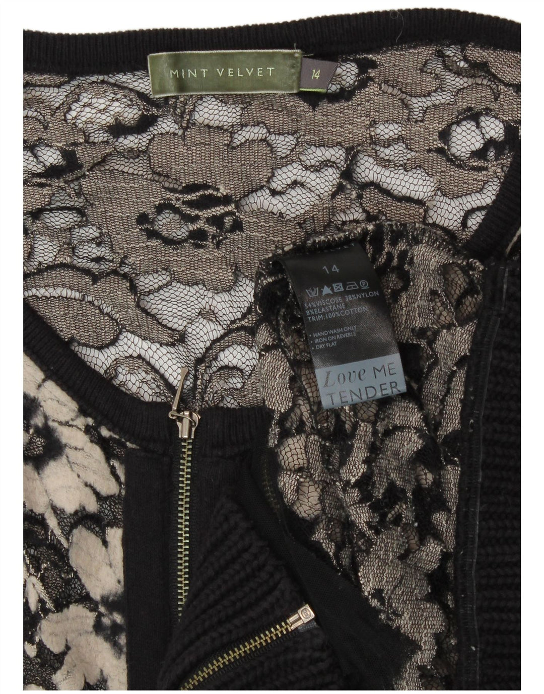 Cardigã feminino MINT VELVET transparente Reino Unido 14 viscose preta média