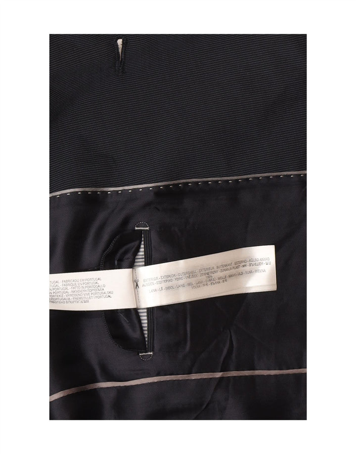 Jaqueta Blazer Masculina Massimo Dutti com 2 Botões EU 48 Médio Azul Marinho Riscas de Giz