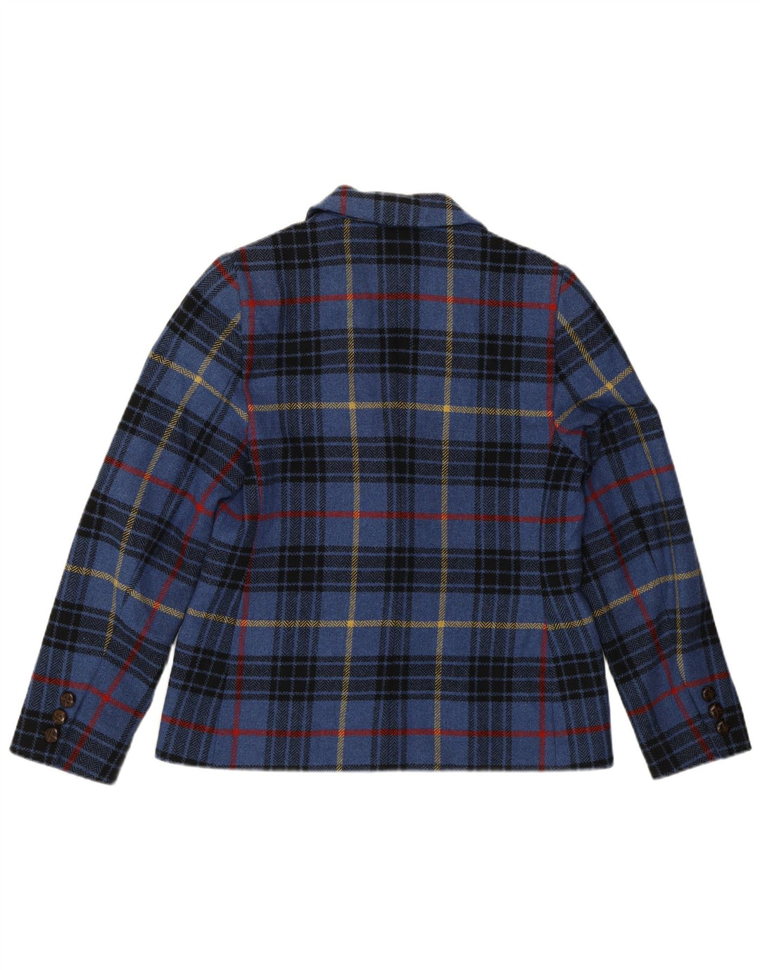 Jaqueta blazer feminina Les Copains com 2 botões IT 44 lã xadrez azul médio