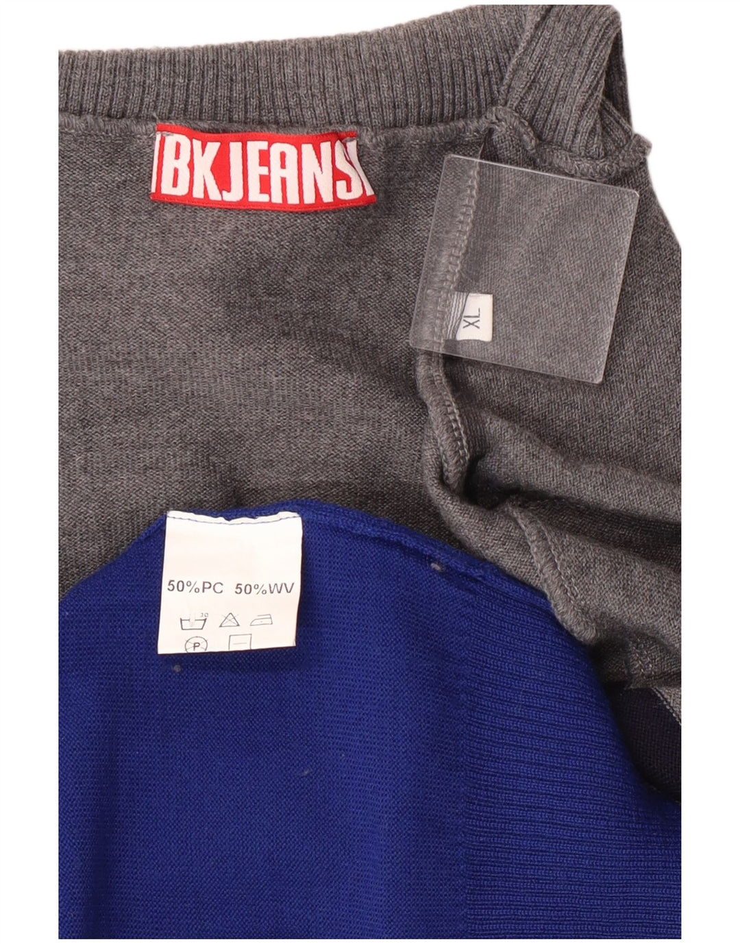 Suéter masculino vintage com gola redonda XL cinza Colourblock acrílico