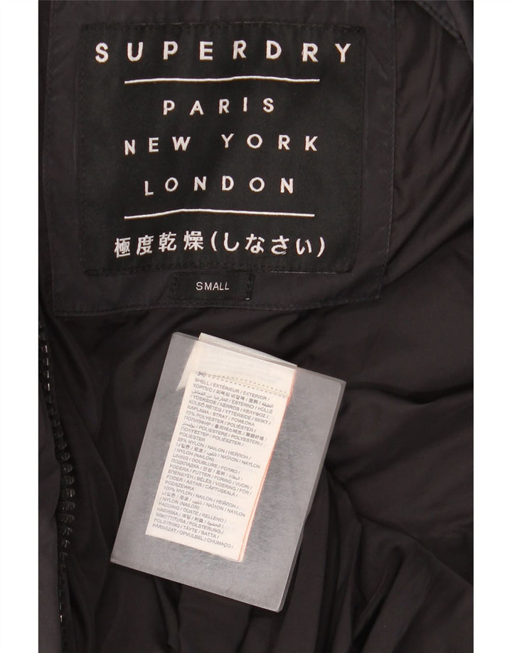 Casaco acolchoado superdimensionado com capuz feminino Superdry UK 10 poliéster cinza pequeno