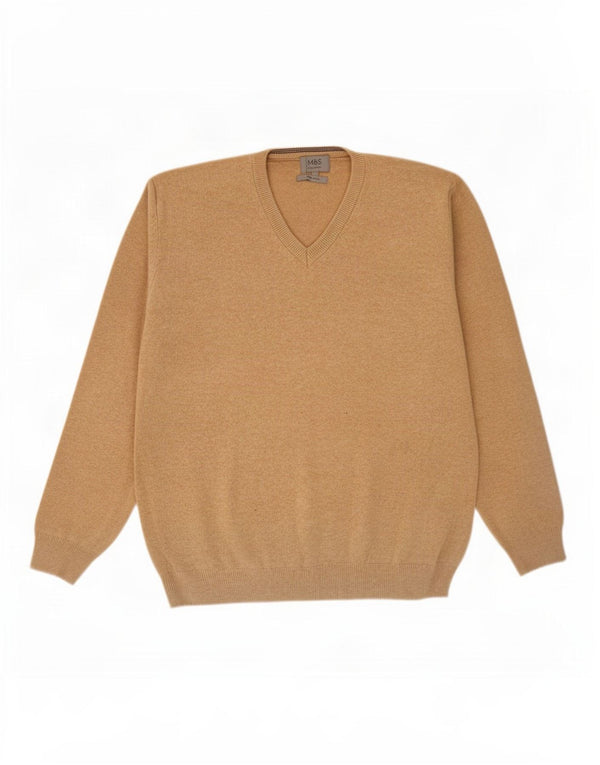 Suéter masculino Marks & Spencer com decote em V XL algodão bege