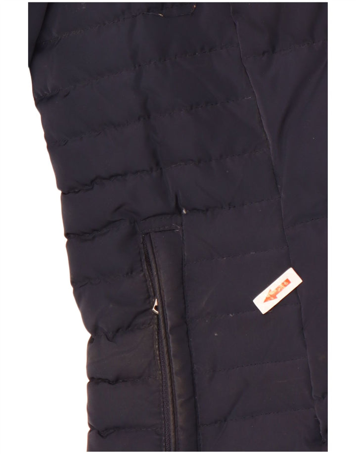 Jaqueta acolchoada com capuz feminina da Crew Clothing, poliéster azul marinho grande Reino Unido 16