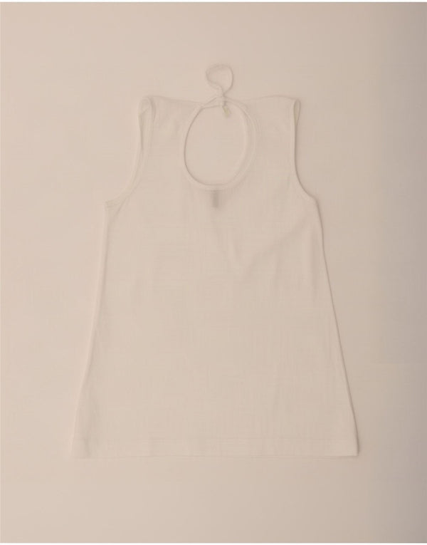 Blusa feminina sem mangas Benetton UK 12 médio branco