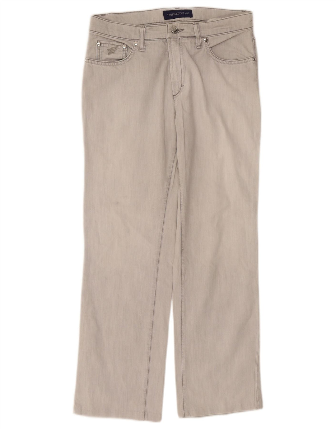 Jeans retos femininos Trussardi W30 L27 algodão cinza