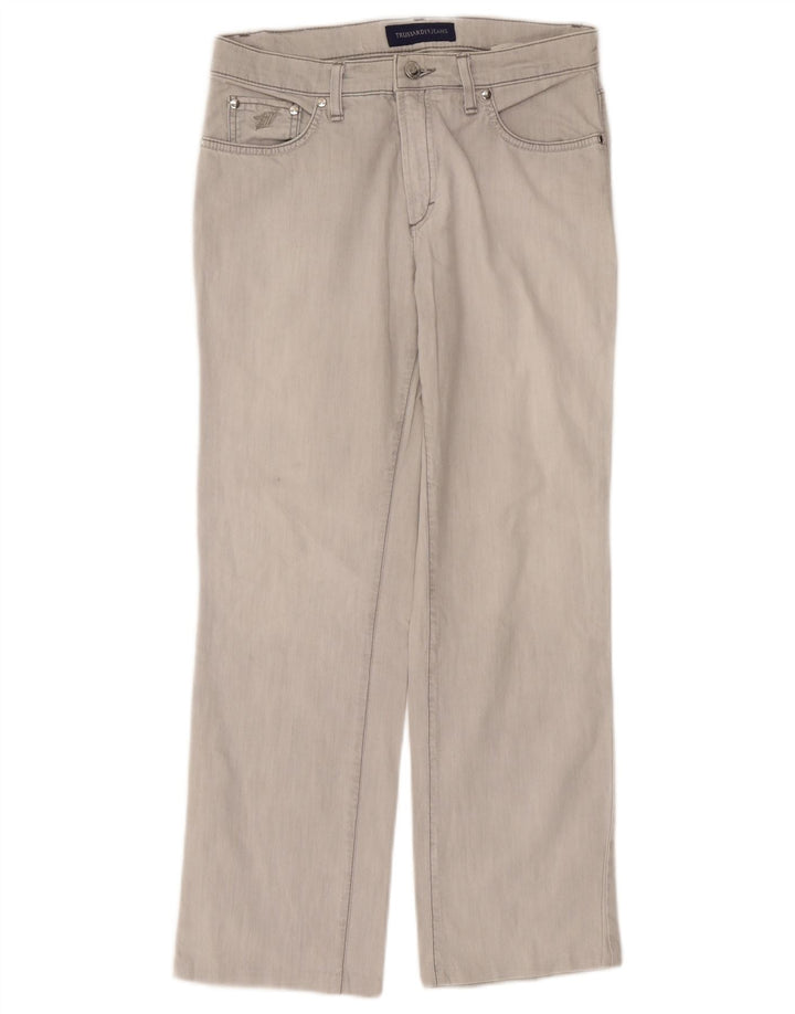Jeans retos femininos Trussardi W30 L27 algodão cinza
