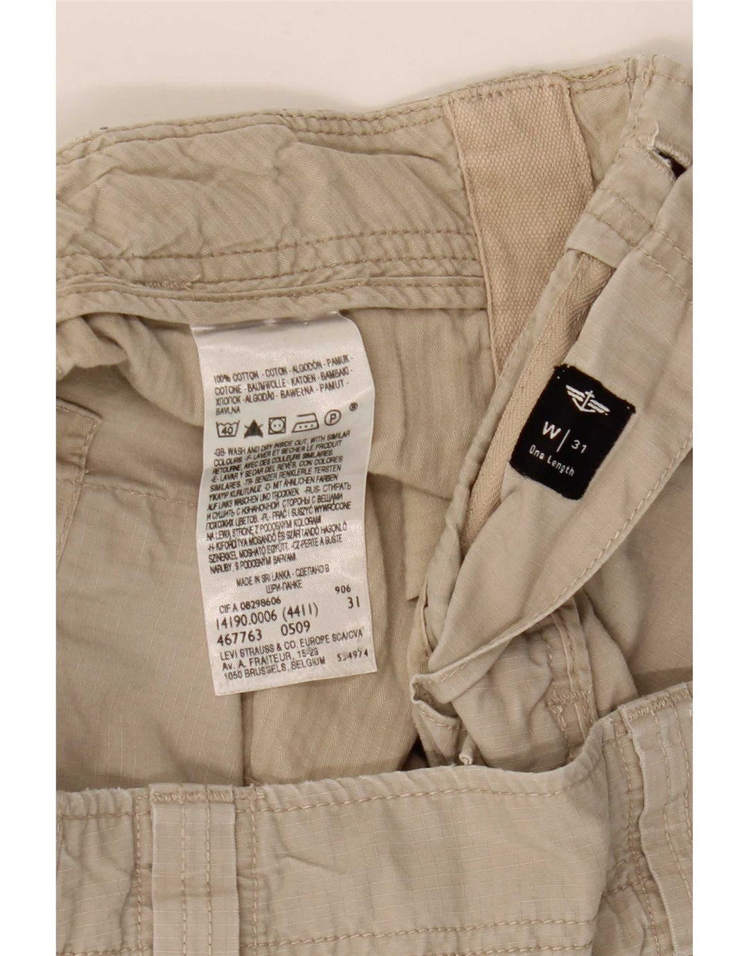 Shorts cargo masculino Dockers Comfort Fit W31 algodão bege médio