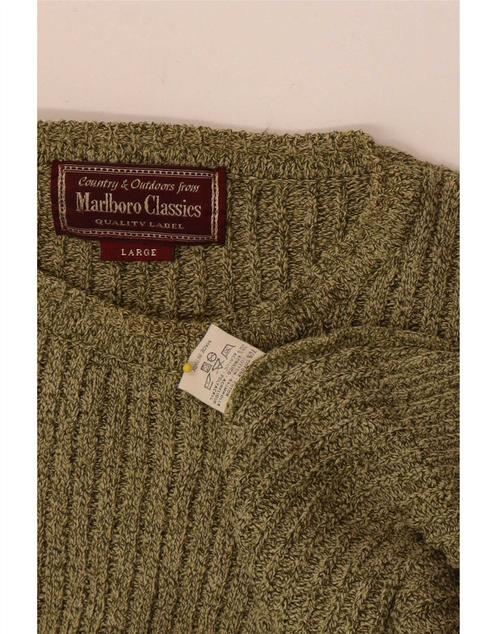Suéter masculino Marlboro Classics com gola canoa, grande algodão verde