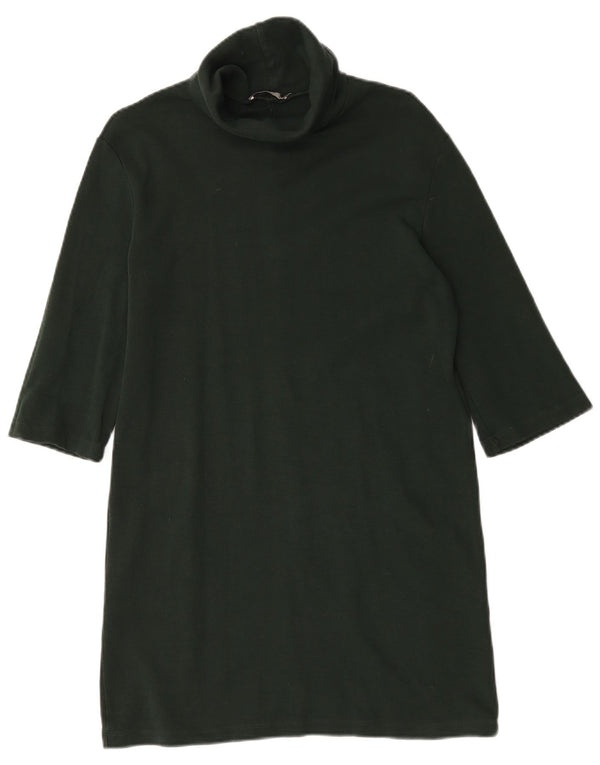 Zara Vestido feminino manga 3/4 Reino Unido 10 pequeno algodão verde