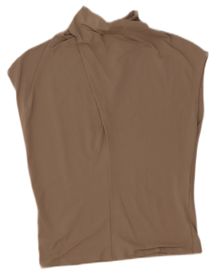 Blusa feminina sem mangas Zara Top UK 12 cinza médio poliamida