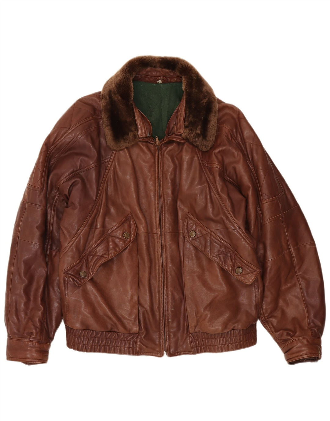 Jaqueta de couro masculina vintage IT 54 2XL marrom