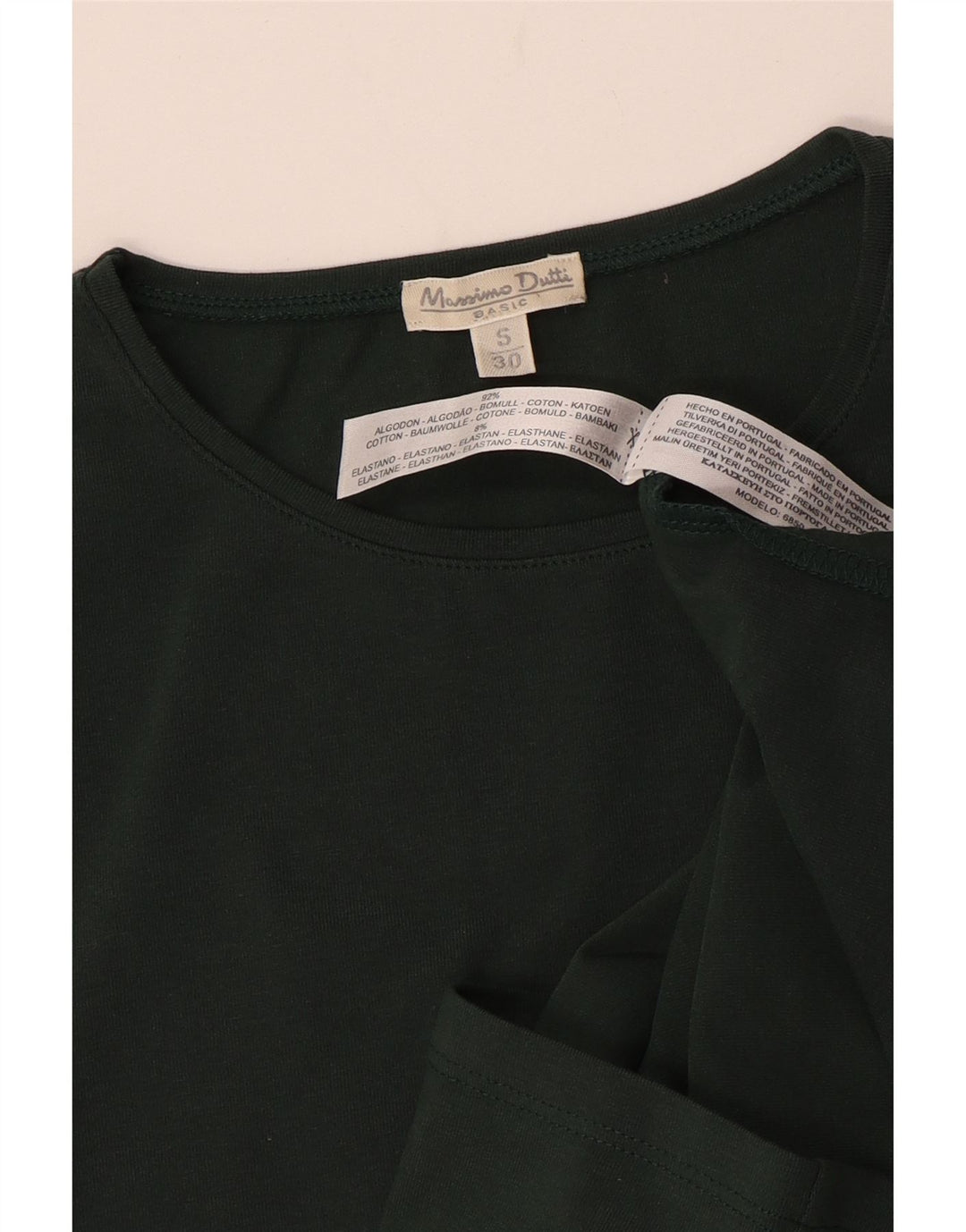 Camiseta feminina MASSIMO DUTTI UK 10 algodão verde pequeno