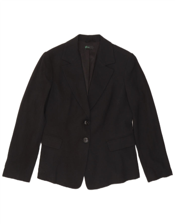 Jaqueta blazer feminina de 2 botões Benetton IT 46 grande viscose preta
