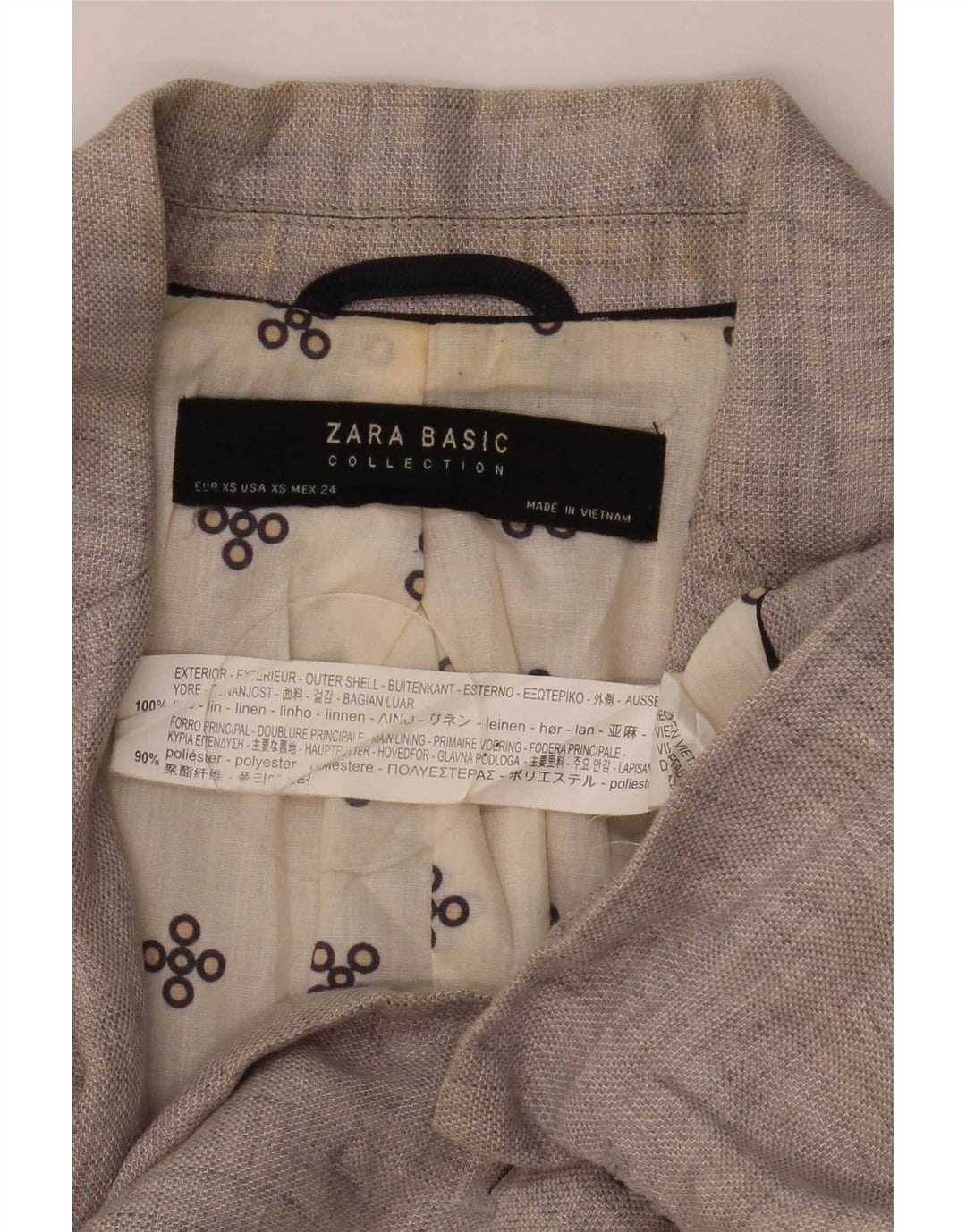 Jaqueta blazer feminina Zara com 1 botão Reino Unido 6 XS linho cinza