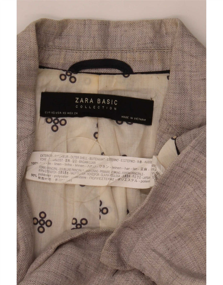 Jaqueta blazer feminina Zara com 1 botão Reino Unido 6 XS linho cinza