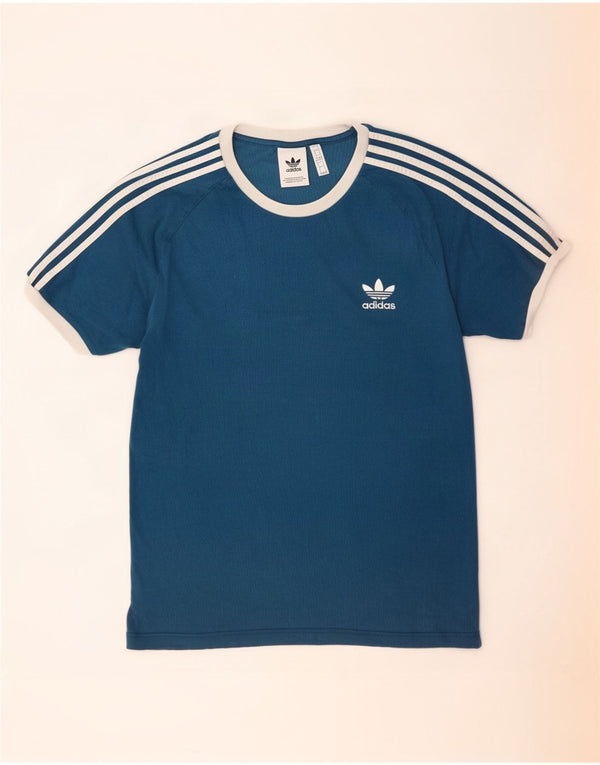 Adidas Mens Camiseta Top Grande Algodão Azul