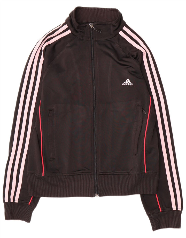 Adidas Womens Tracksuit Top Jacket UK 12 Médio Preto Poliéster