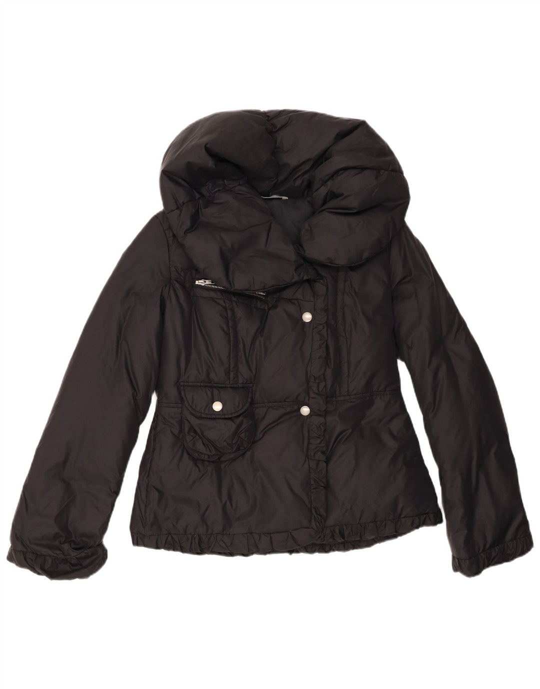 Jaqueta acolchoada feminina Stefanel UK 12 nylon preto médio
