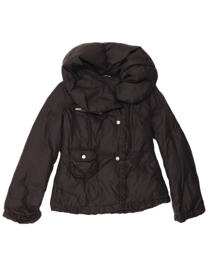Jaqueta acolchoada feminina Stefanel UK 12 nylon preto médio