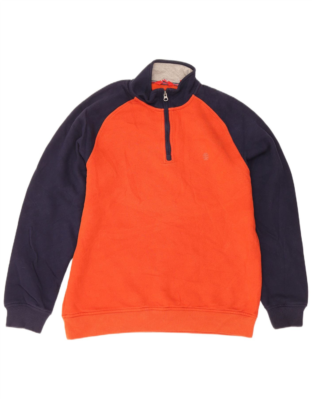 Suéter masculino IZOD com zíper e gola em bloco colorido laranja médio de algodão