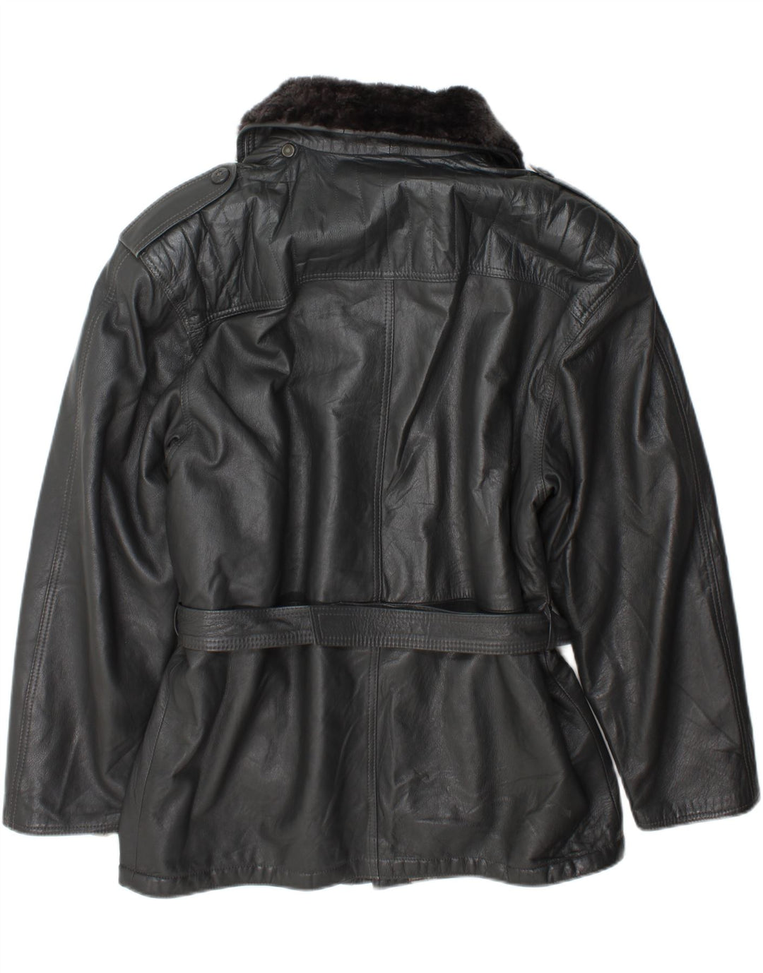Jaqueta de couro militar masculina vintage IT 54 2XL cinza