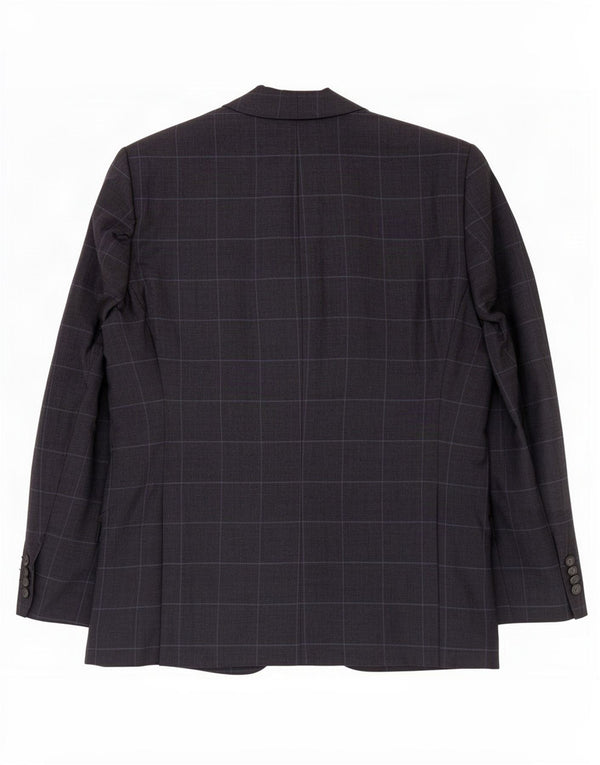 Jaqueta blazer masculina de 2 botões Marks & Spencer Reino Unido 44 XL azul marinho xadrez linho