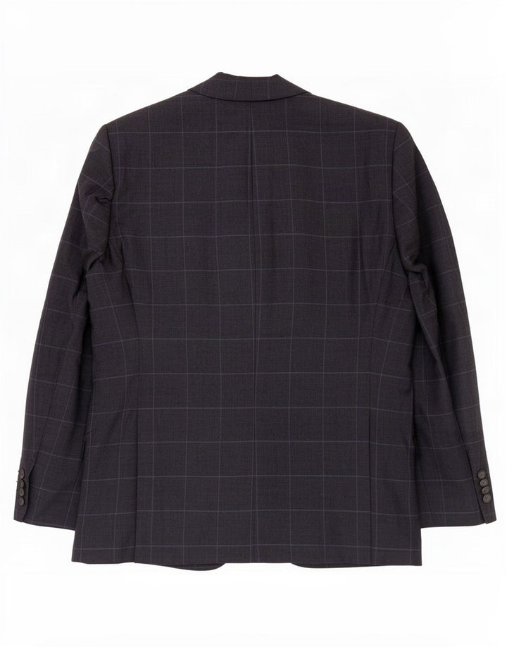 Jaqueta blazer masculina de 2 botões Marks & Spencer Reino Unido 44 XL azul marinho xadrez linho
