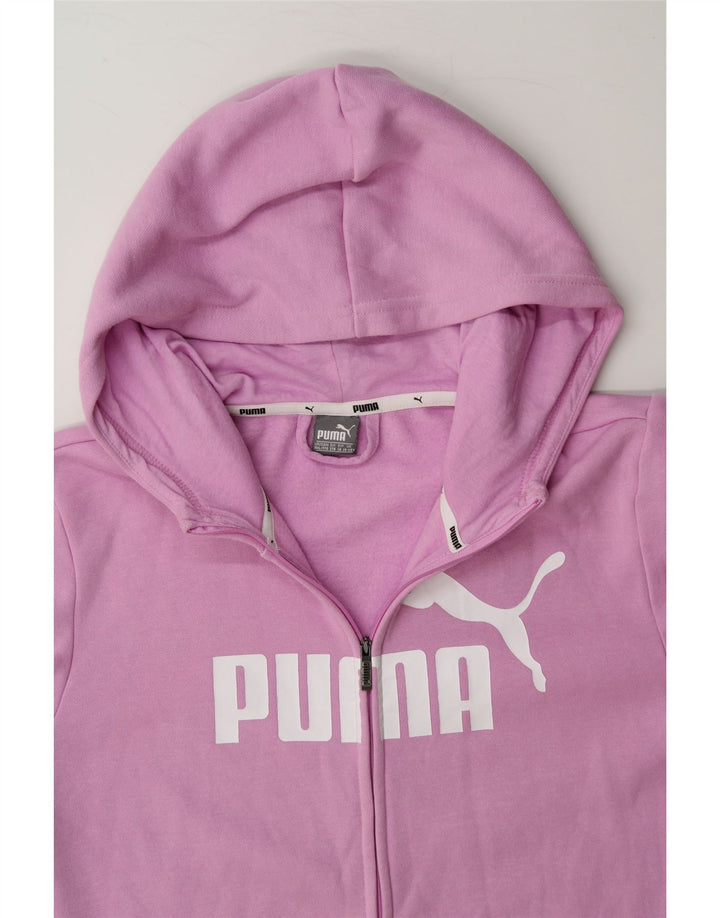 PUMA Girls Graphic Zip Hoodie Sweater 15-16 Years Purple Vintage Puma and Second-Hand Puma from Messina Hembry 