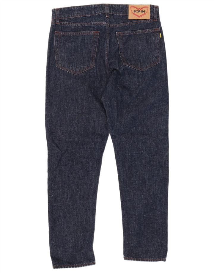 POP 84 Jeans reto masculino W31 L26 algodão azul marinho